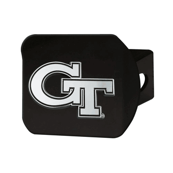 Georgia Tech Yellow Jackets Black Metal Hitch Cover with Metal Chrome 3D Emblem