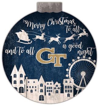 Georgia Tech Yellow Jackets Christmas Village 12in Wall Art