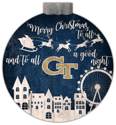 Georgia Tech Yellow Jackets Christmas Village 12in Wall Art