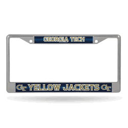 Georgia Tech Yellow Jackets Classic 12" x 6" Silver Bling Chrome Car/Truck/SUV Auto Accessory