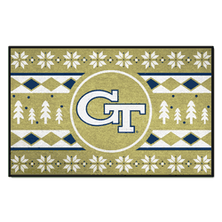 Georgia Tech Yellow Jackets Holiday Sweater Starter Mat Accent Rug - 19in. x 30in.