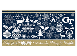Georgia Tech Yellow Jackets Merry and Bright 6x12 Sign