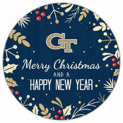 Georgia Tech Yellow Jackets Merry Christmas & New Year 12in Circle