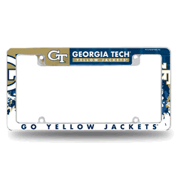 Georgia Tech Yellow Jackets Primary 12" x 6" Chrome All Over Automotive License Plate Frame for Car/Truck/SUV