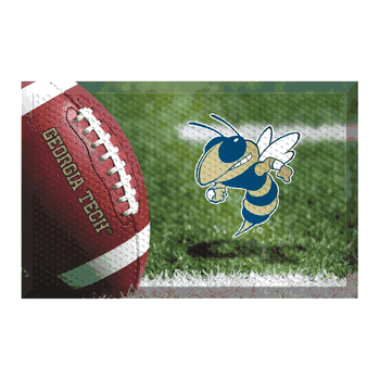 Georgia Tech Yellow Jackets Rubber Scraper Door Mat, Buzz Logo