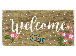 Georgia Tech Yellow Jackets Welcome Floral 6x12 Sign