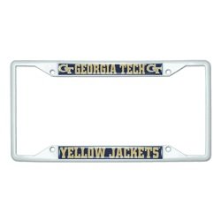 Georgia Tech Yellow Jackets White Metal License Plate Frame - 6.25"x12.25"
