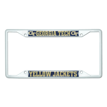 Georgia Tech Yellow Jackets White Metal License Plate Frame - 6.25