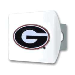 Georgia White Metal Hitch Cover with  3D Color Emblem