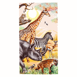 Giraffe Rhino Zebra and Safari Animals Beach Towel 30 x 60 Inches