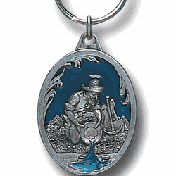 Gold Panner Metal Key Chain with Enameled Details