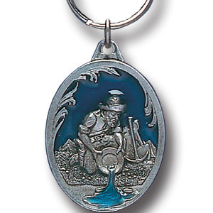Gold Panner Metal Key Chain with Enameled Details