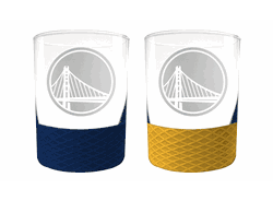 Golden State Warriors 2pc Laser Etched Commissioner Rocks Glass Set
