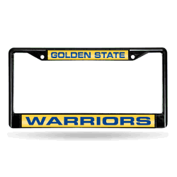 Golden State Warriors Black 12" x 6" Black Laser Cut Chrome Frame