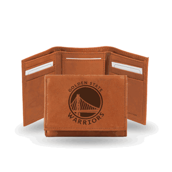 Golden State Warriors  Brown Embossed Genuine Leather Tri-Fold Wallet