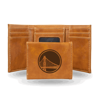Golden State Warriors Brown Laser Engraved Faux Leather Trifold