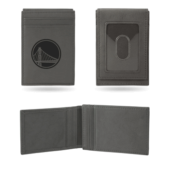 Golden State Warriors Gray Laser Engraved Front Pocket Wallet
