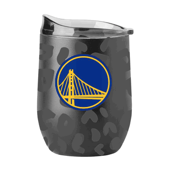 Golden State Warriors Leopard 16oz Black Powdercoat Curved Beverage