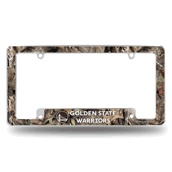 Golden State Warriors Mossy Oak 12" x 6" Chrome All Over Automotive License Plate Frame