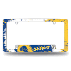 Golden State Warriors Tie Dye 12" x 6" Chrome All Over Automotive License Plate Frame for Car/Truck/SUV