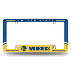Golden State Warriors Two-Tone 12" x 6" Chrome All Over Automotive License Plate Frame