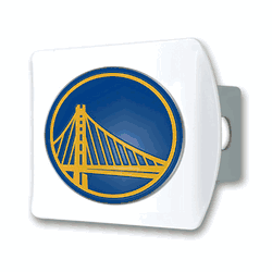 Golden State Warriors White Metal Hitch Cover with  3D Color Emblem