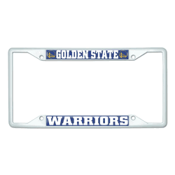 Golden State Warriors White Metal License Plate Frame - 6.25"x12.25"