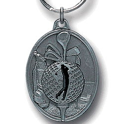 Golf Metal Key Chain with Enameled Details