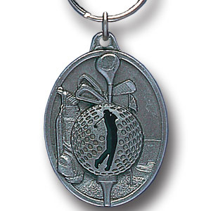 Golf Metal Key Chain with Enameled Details