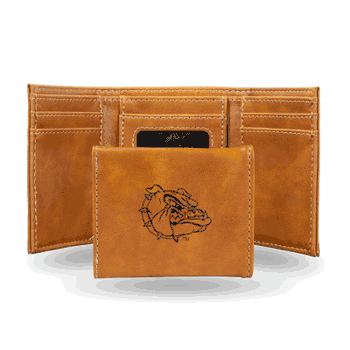 Gonzaga Bulldogs Brown Laser Engraved Tri-Fold Wallet