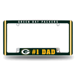 Green Bay Packers #1 Dad 12" x 6" Chrome All Over Automotive License Plate Frame