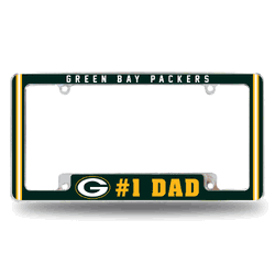 Green Bay Packers #1 Dad 12" x 6" Chrome All Over Automotive License Plate Frame for Car/Truck/SUV