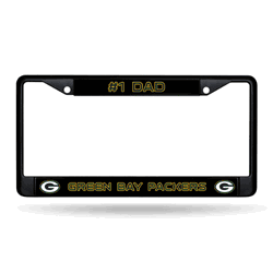 Green Bay Packers #1 Dad Black Chrome Frame with Decal Inserts 12" x 6" Car/Truck Auto Accessory