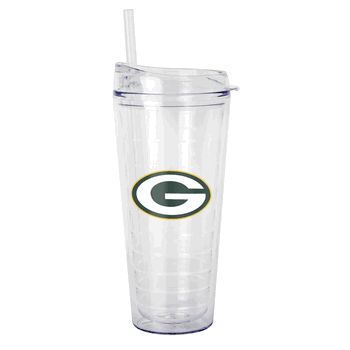 Green Bay Packers 22oz Flipside Dbl Wall Clear Tumbler