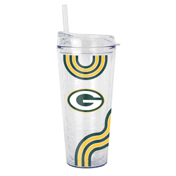 Green Bay Packers 22oz Waves Dbl Wall Clear Tumbler