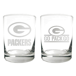Green Bay Packers 2pc Rocks Glass Set
