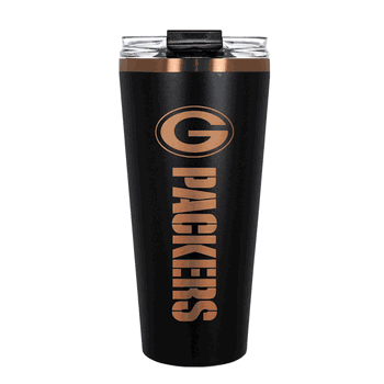 Green Bay Packers 32oz Black and Copper Big Slim with Straw