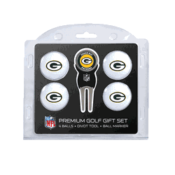 Green Bay Packers 4 Ball Gift Set + Divot Tool & Marker