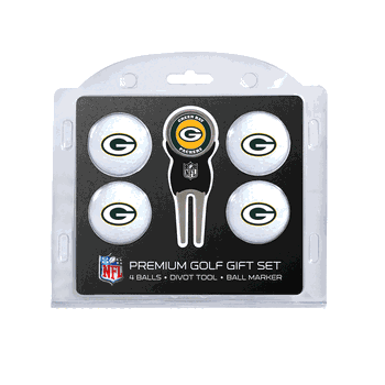 Green Bay Packers 4 Ball Gift Set + Divot Tool & Marker