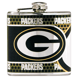 Green Bay Packers 6oz Stainless Steel Flask with Metallic Graphics