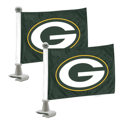 Green Bay Packers Ambassador Car Flags - 2 Pack Mini Auto Flags, 4in X 6in