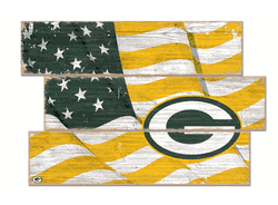 Green Bay Packers American Flag 3 Plank