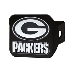 Green Bay Packers Black Metal Hitch Cover with Metal Chrome 3D Emblem
