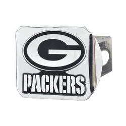 Green Bay Packers Chrome Metal Hitch Cover with Chrome Metal 3D Emblem