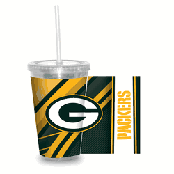 Green Bay Packers Clear Tumbler W/Straw
