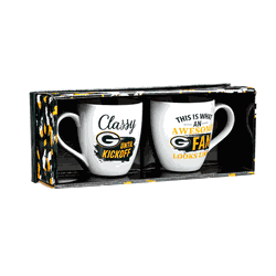 Green Bay Packers Coffee Mug 17oz Ceramic 2 Piece Set with Gift Box