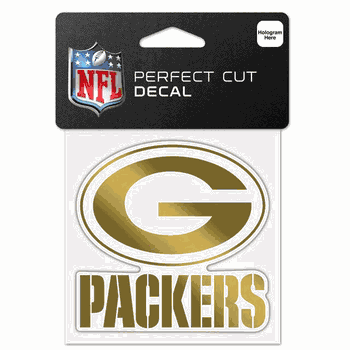 Green Bay Packers Decal 4x4 Perfect Cut Metallic Gold