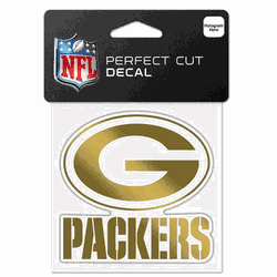 Green Bay Packers Decal 4x4 Perfect Cut Metallic Gold