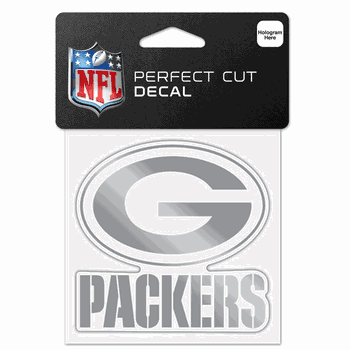 Green Bay Packers Decal 4x4 Perfect Cut Metallic Silver