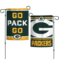Green Bay Packers Flag 12x18 Garden Style 2 Sided Slogan Design
